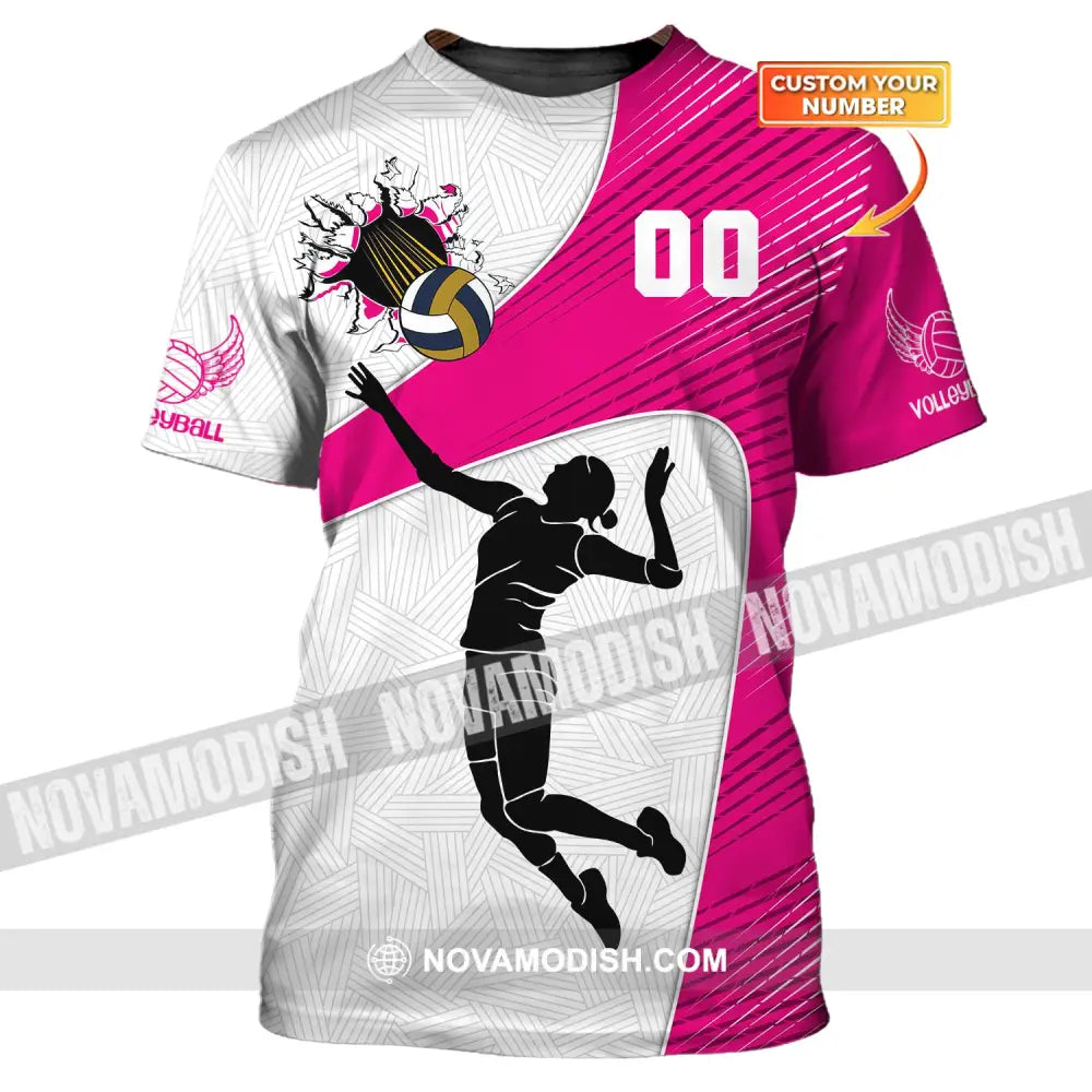 Woman Shirt Custom Number Volleyball T-Shirt For Team Gift Players