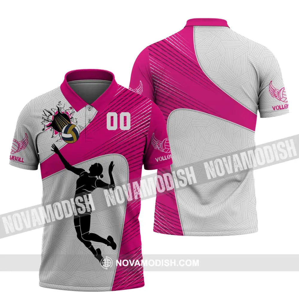 Woman Shirt Custom Number Volleyball T-Shirt For Team Gift Players Polo / S