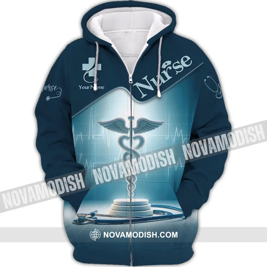 Woman Shirt Custom Nurse T-Shirt Nursing Hoodie For Nurses Zipper / S