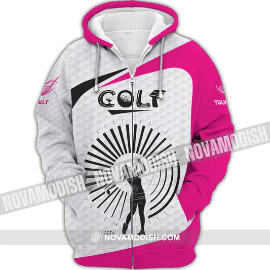 Woman Shirt Golf T-Shirt Player Polo Gift For Golfer Tee Golfing Gifts Zipper Hoodie / S