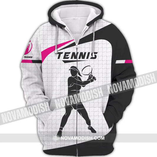 Woman Shirt Tennis T-Shirt Lover Gift Player Apparel Zipper Hoodie / S