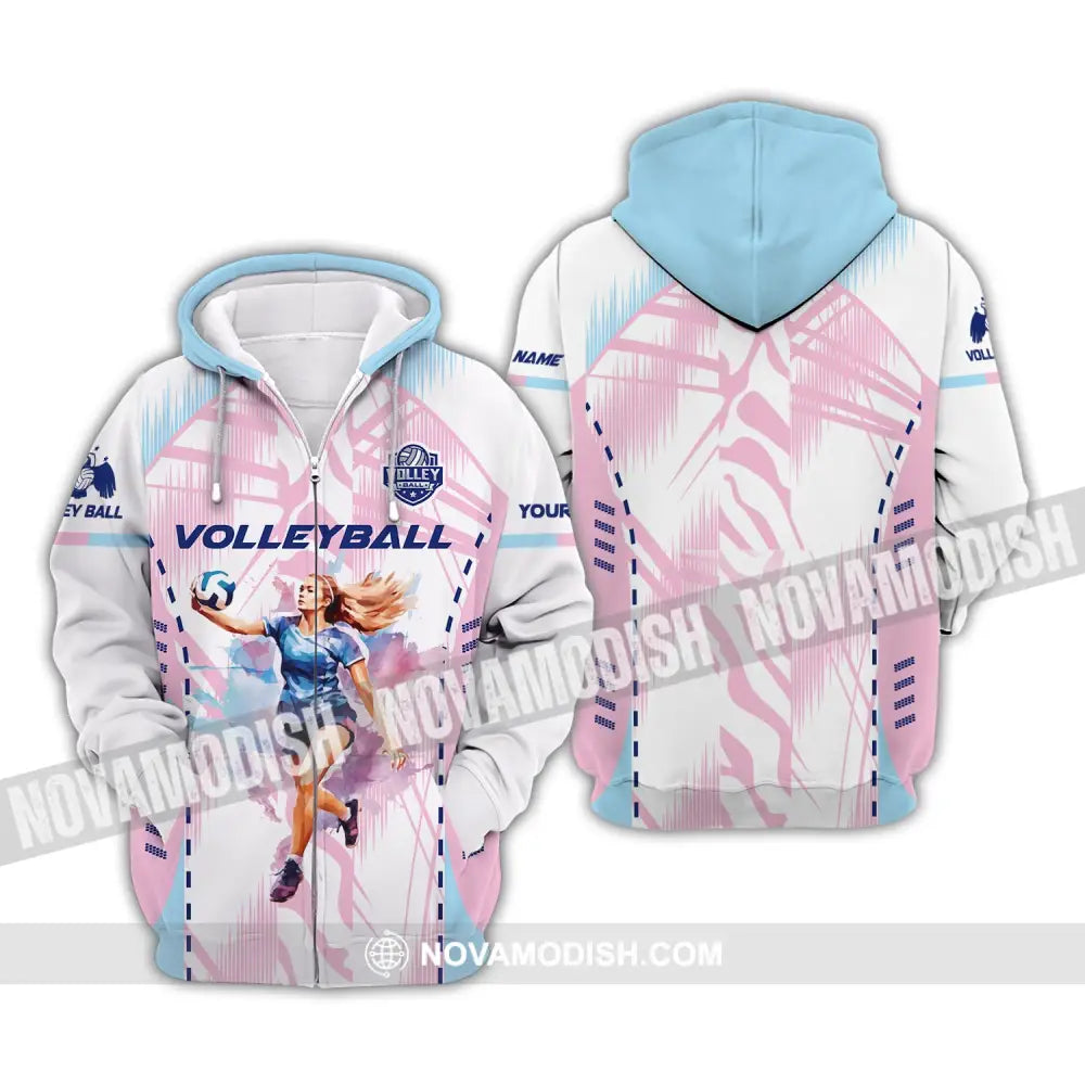 Woman Shirt Volleyball Custom Team T-Shirt For Club Gift Players Zipper Hoodie / S