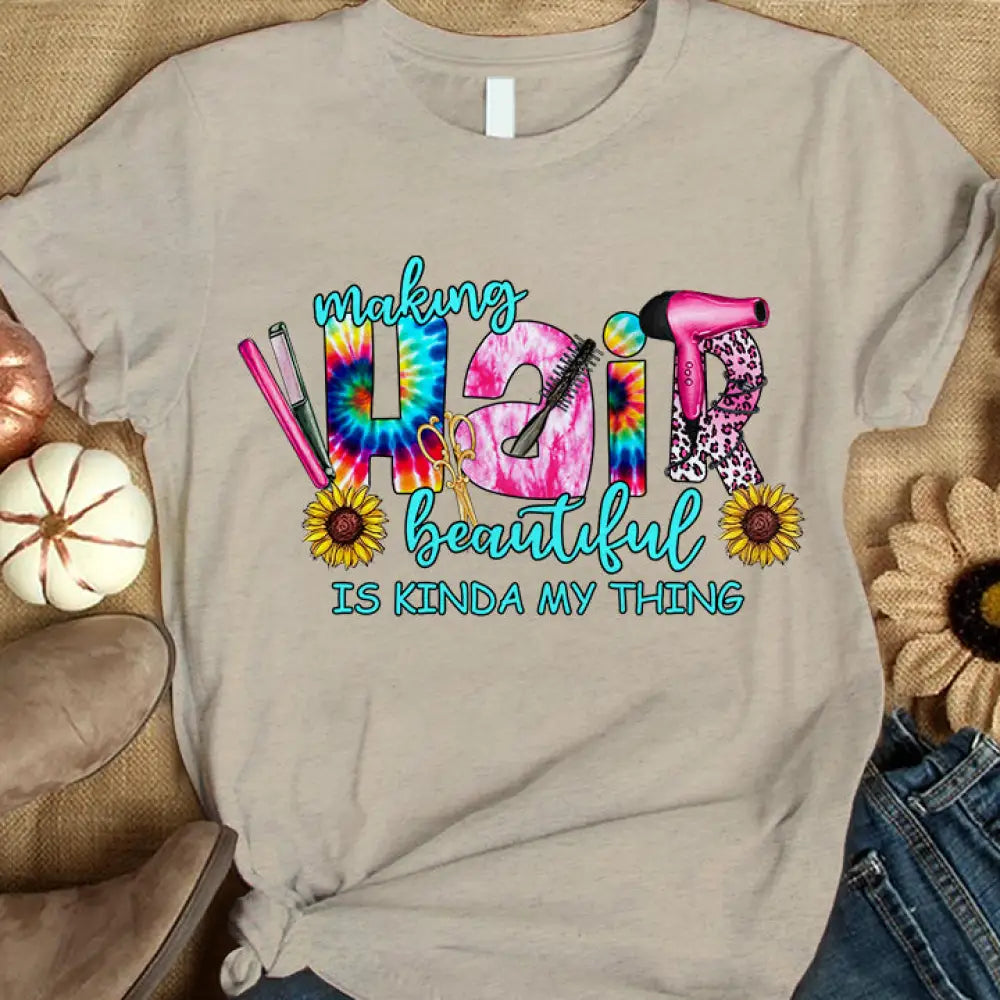 Woman T-Shirt Hairdresser Tshirt Shirt For Hairstylists Classic Tee / Beige S T-Shirt