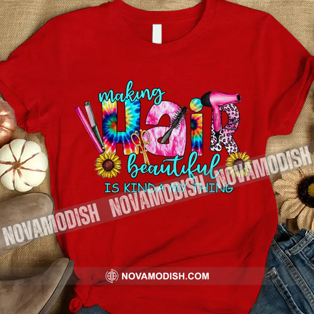 Woman T-Shirt Hairdresser Tshirt Shirt For Hairstylists Classic Tee / Red S T-Shirt