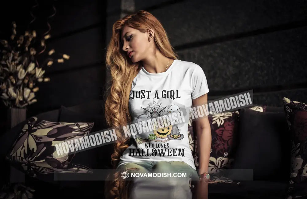 Woman T-Shirt Halloween Just A Girl Who Loves Halloween T-Shirt Hoodie