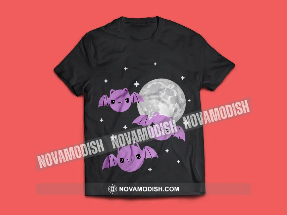 Woman T-Shirt Halloween Moon Bat T-Shirt