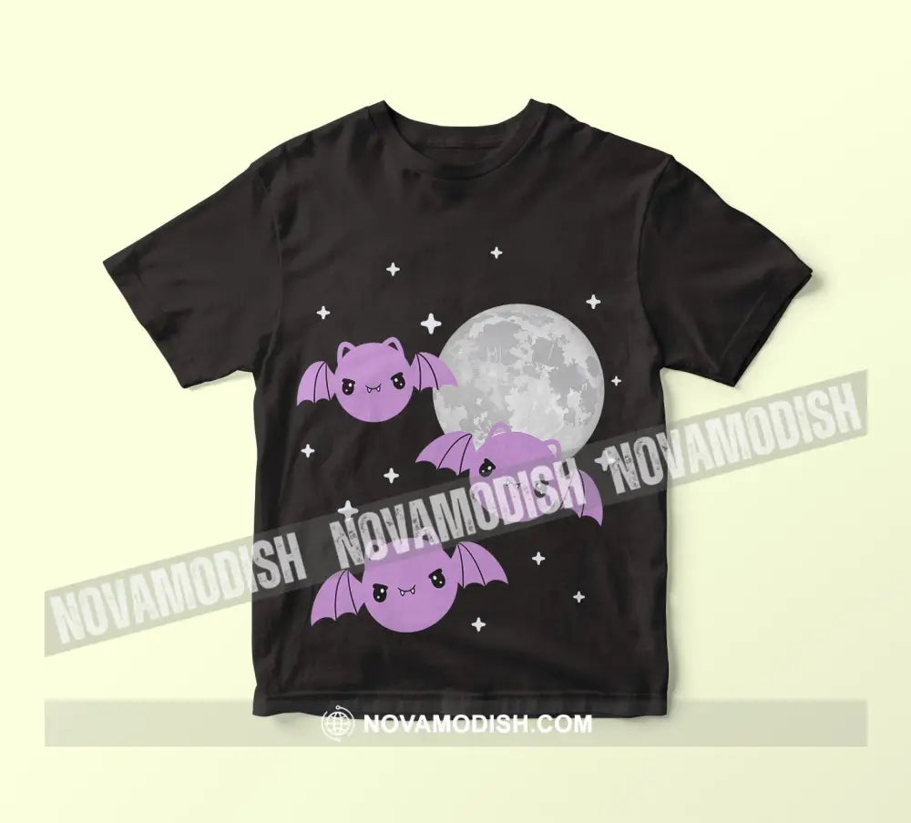 Woman T-Shirt Halloween Moon Bat T-Shirt