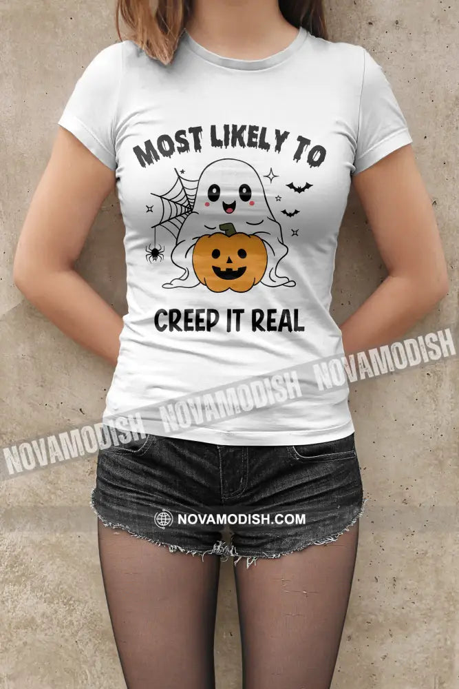 Woman T-Shirt Halloween Personalized Most Likely To Boo T-Shirt