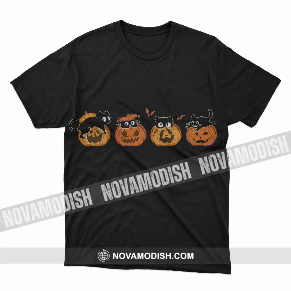 Woman T-Shirt Halloween Pumpkin Cats T-Shirt