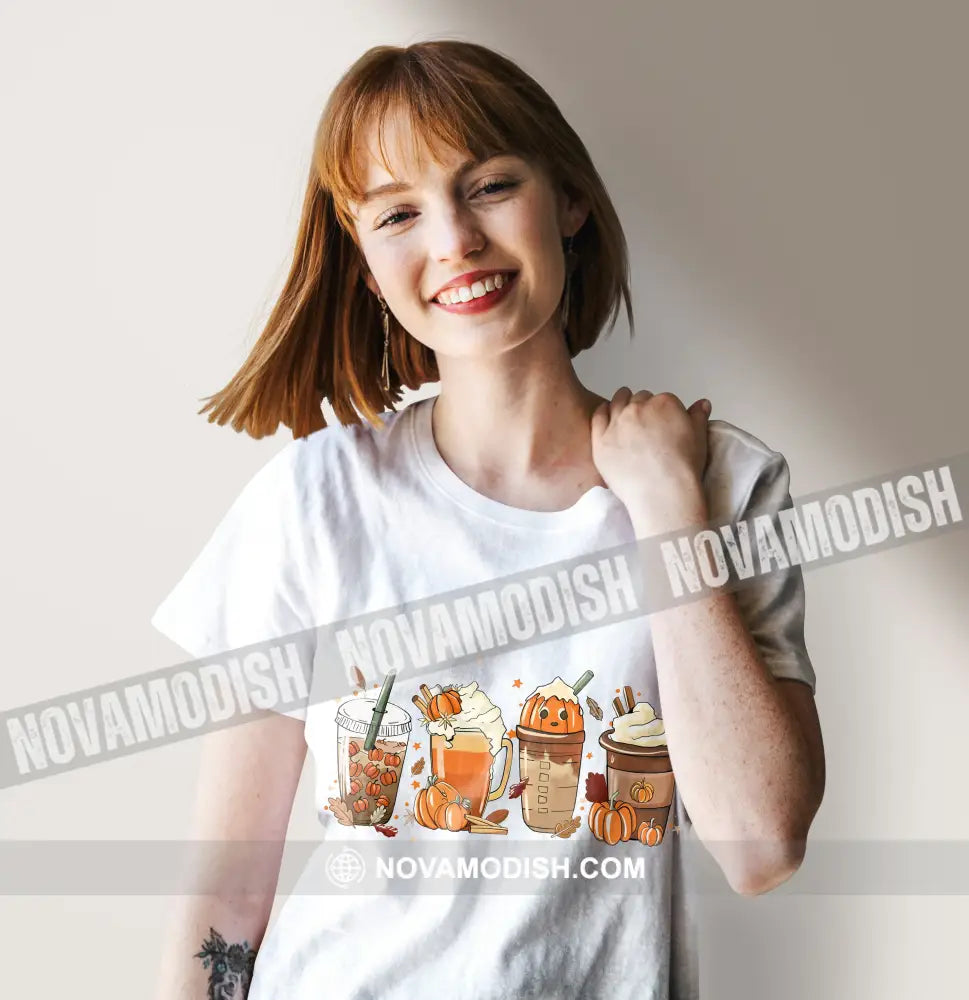 Woman T-Shirt Halloween Pumpkin Cups T-Shirt