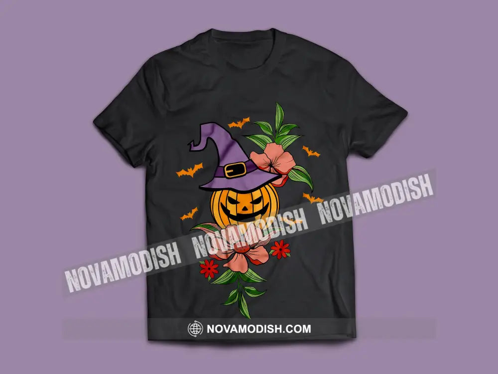 Woman T-Shirt Halloween Pumpkin Flower T-Shirt