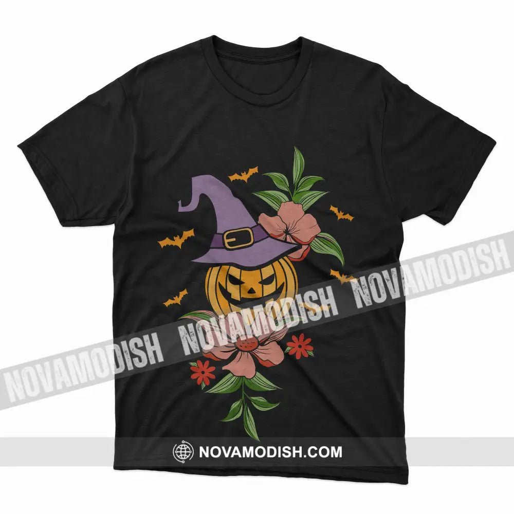 Woman T-Shirt Halloween Pumpkin Flower T-Shirt