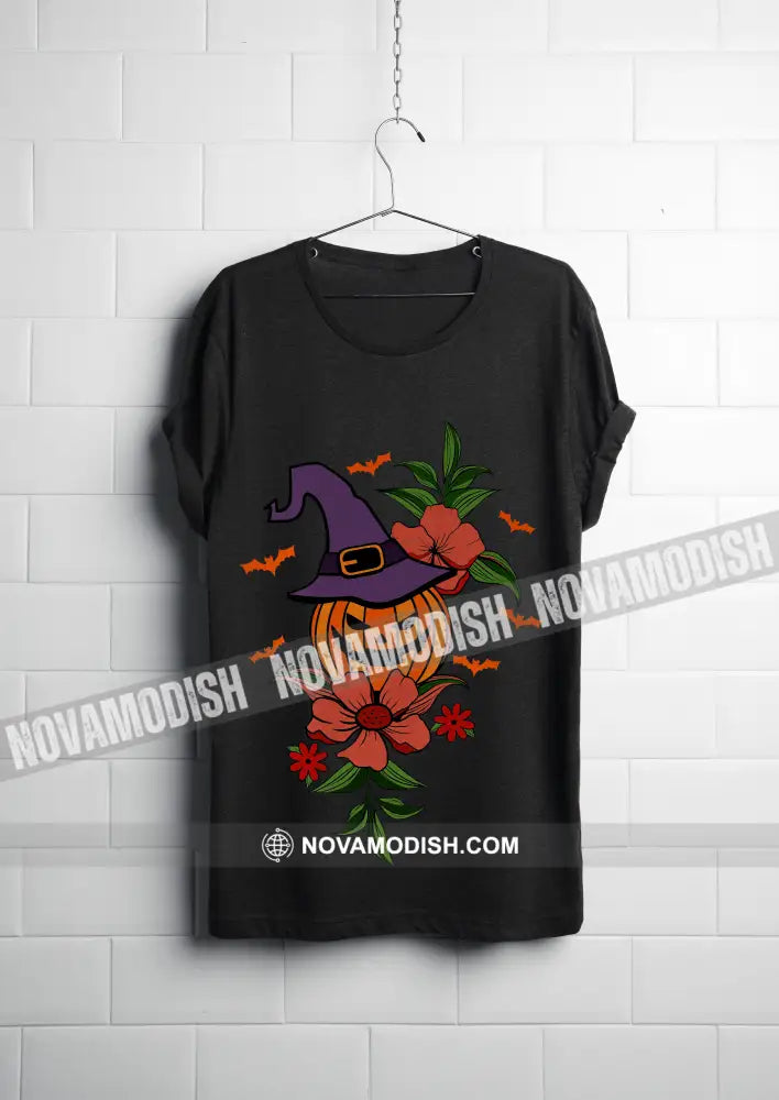 Woman T-Shirt Halloween Pumpkin Flower T-Shirt