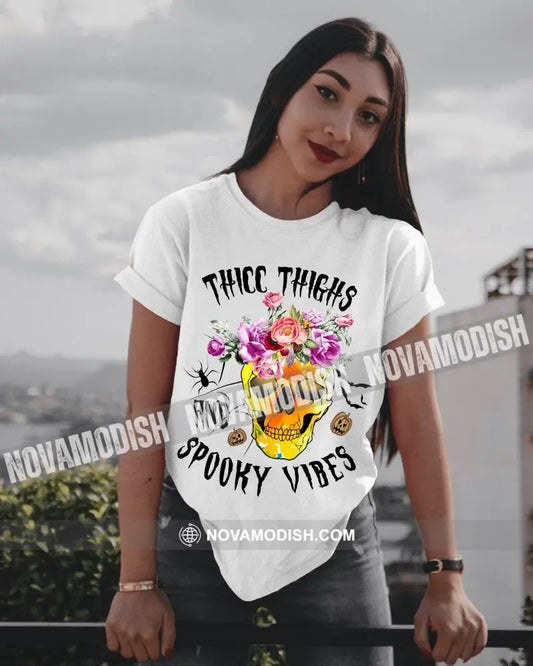 Woman T-Shirt Halloween Thicc Thighs Spooky Vibes T-Shirt Hoodie