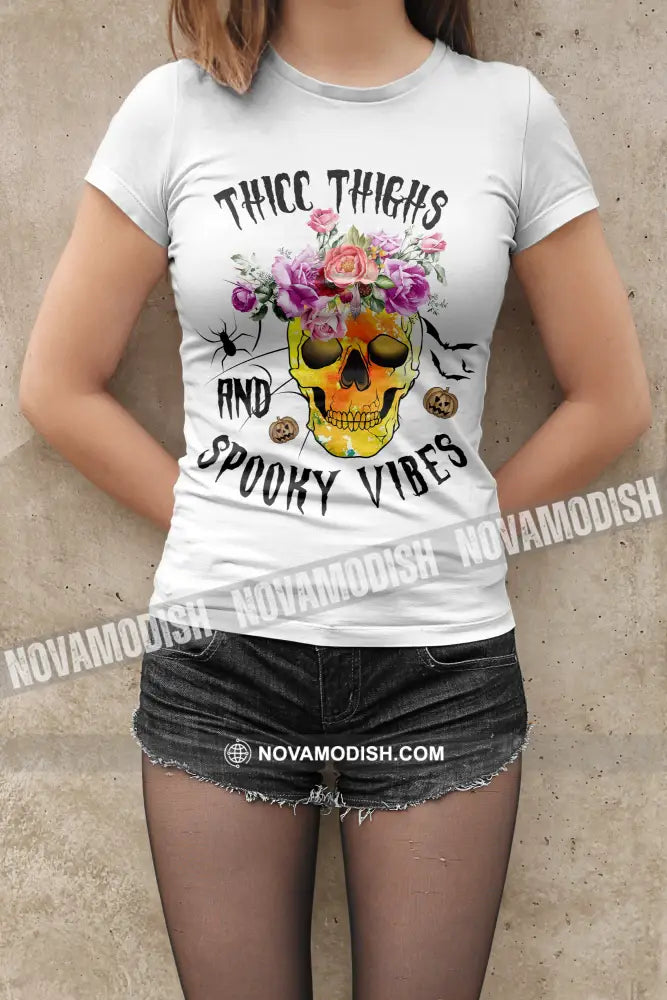 Woman T-Shirt Halloween Thicc Thighs Spooky Vibes T-Shirt Hoodie