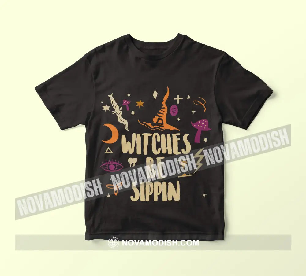 Woman T-Shirt Halloween Witches Sippin T-Shirt