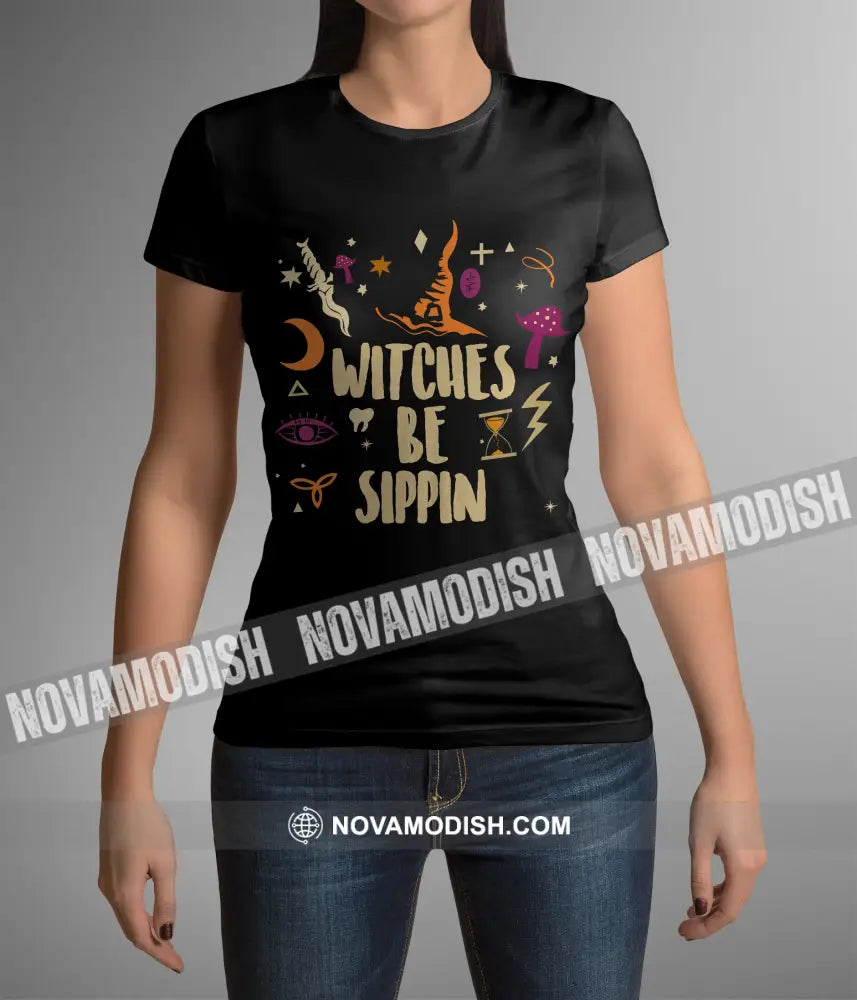 Woman T-Shirt Halloween Witches Sippin T-Shirt