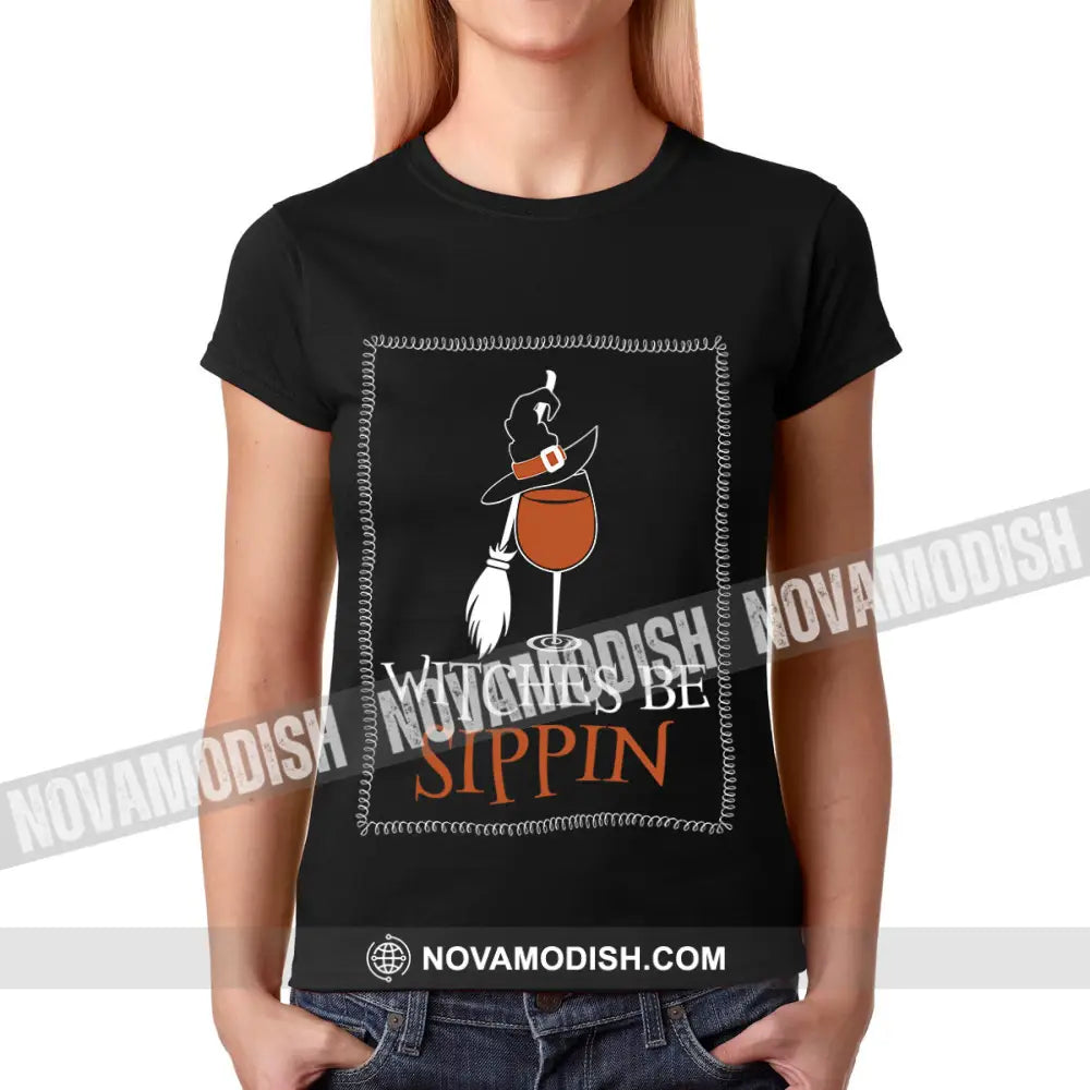 Woman T-Shirt Halloween Witches Sippin T-Shirt