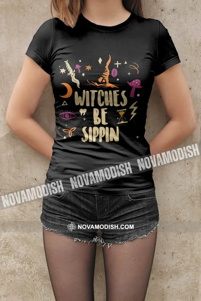 Woman T-Shirt Halloween Witches Sippin T-Shirt