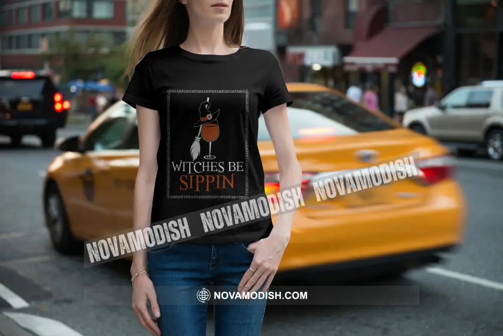 Woman T-Shirt Halloween Witches Sippin T-Shirt