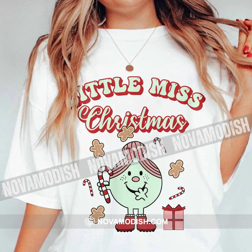 Woman T-Shirt Little Miss Christmas Christmas Hoodie Gift For Classic Tee / White S T-Shirt