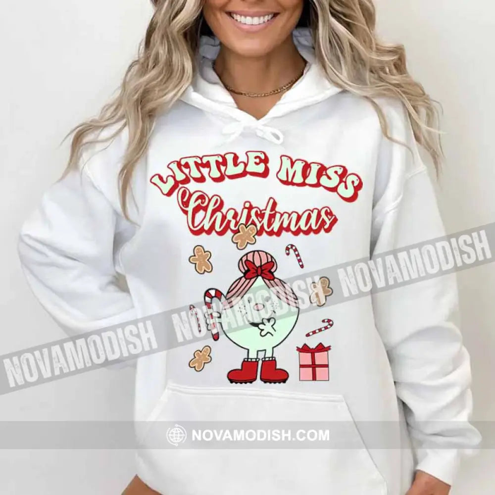 Woman T-Shirt Little Miss Christmas Christmas Hoodie Gift For Hoodie / White S T-Shirt