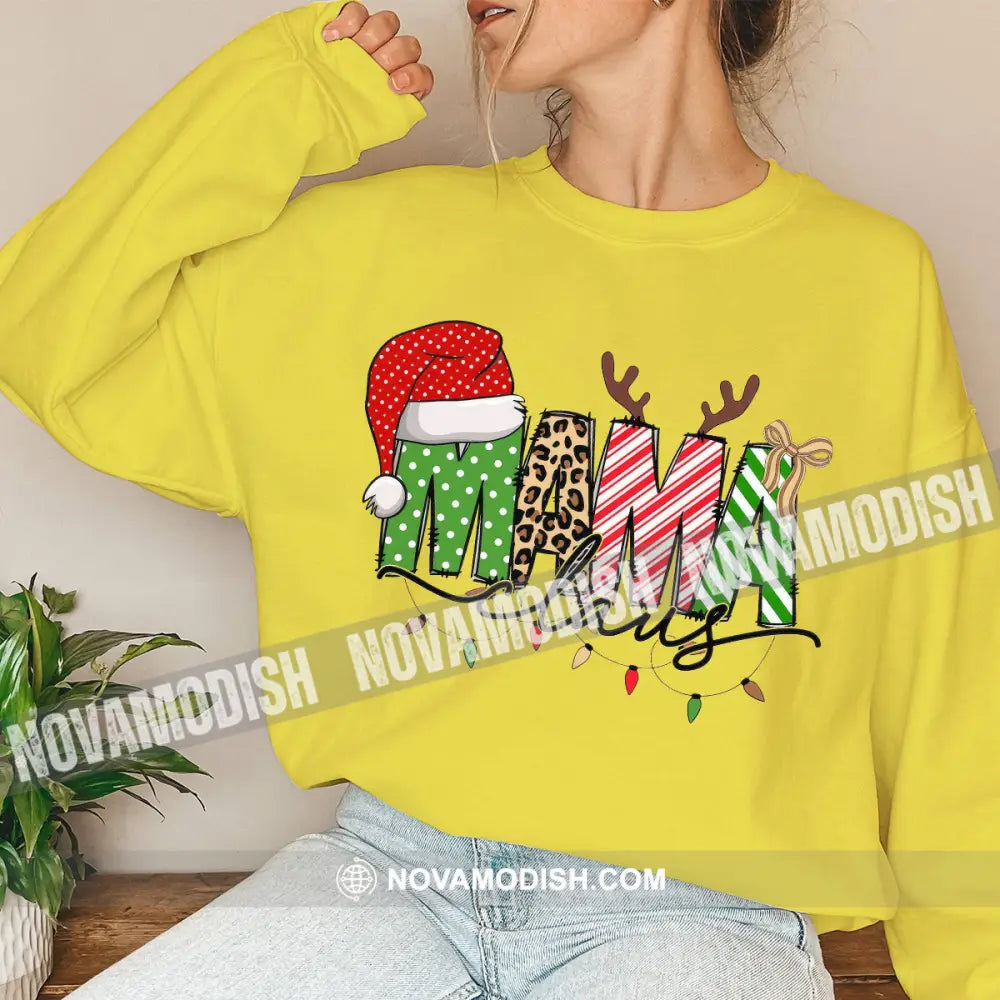 Woman T-Shirt Mama Christmas Hoodie Gift For Long Sleeve / Yellow S T-Shirt