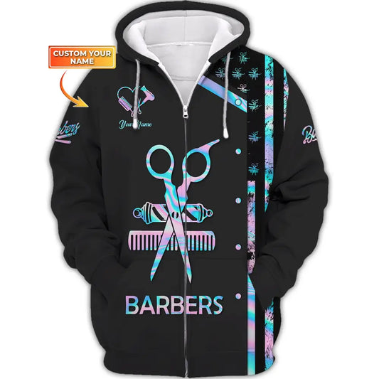 Women Shirt Barber Hairdresser Hoodie Sportwear Zipper / S T-Shirt