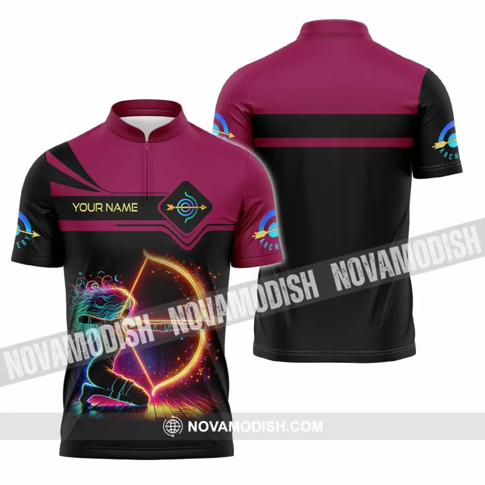 Women Shirt - Custom Archery Shirt Zipper Polo Shirt / S T-shirt