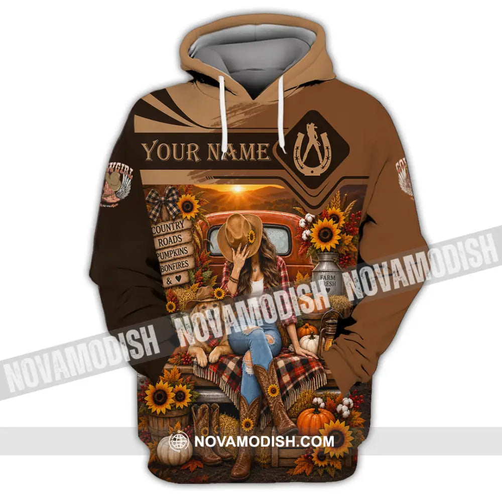 Women Shirt - Custom Autumn Cowgirl Shirt - Hoodie / S - T-shirt