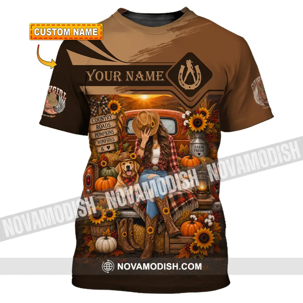 Women Shirt - Custom Autumn Cowgirl Shirt - T-shirt