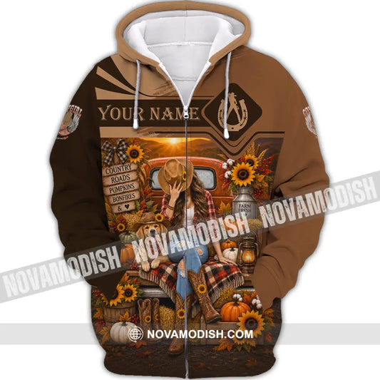 Women Shirt - Custom Autumn Cowgirl Shirt - Zipper Hoodie / S - T-shirt