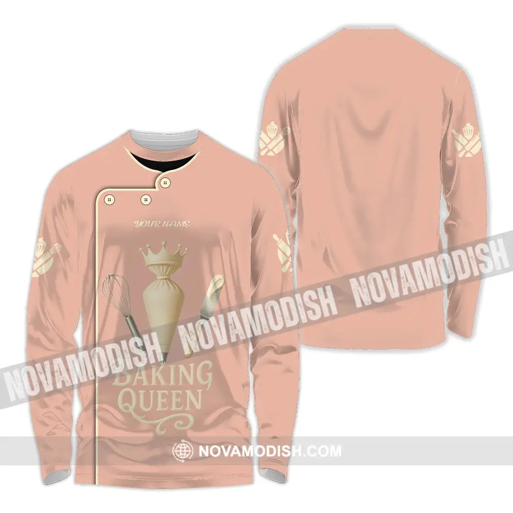 Women Shirt - Custom Baking Queen Shirt Long Sleeve Shirt / S T-shirt