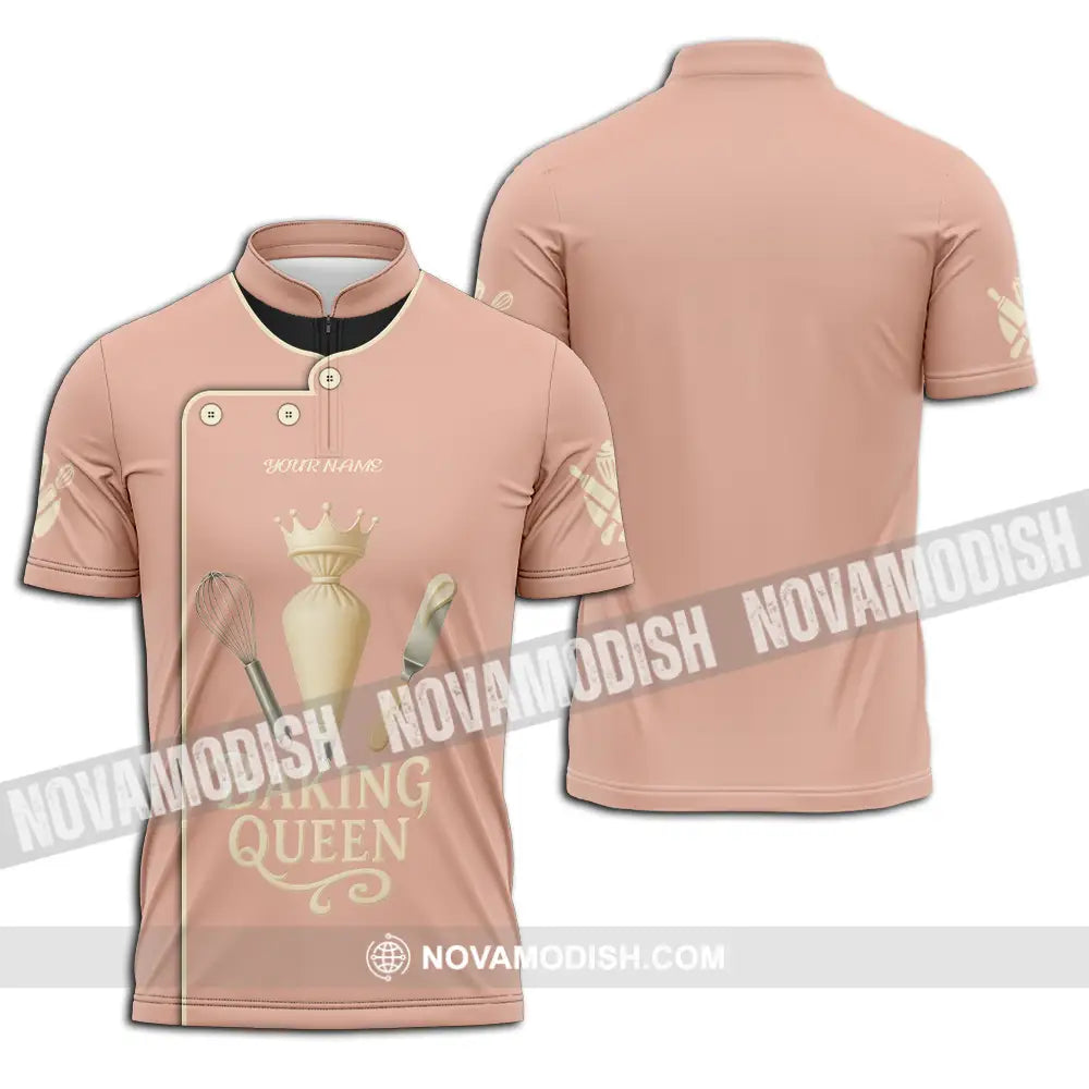 Women Shirt - Custom Baking Queen Shirt Zipper Polo Shirt / S T-shirt