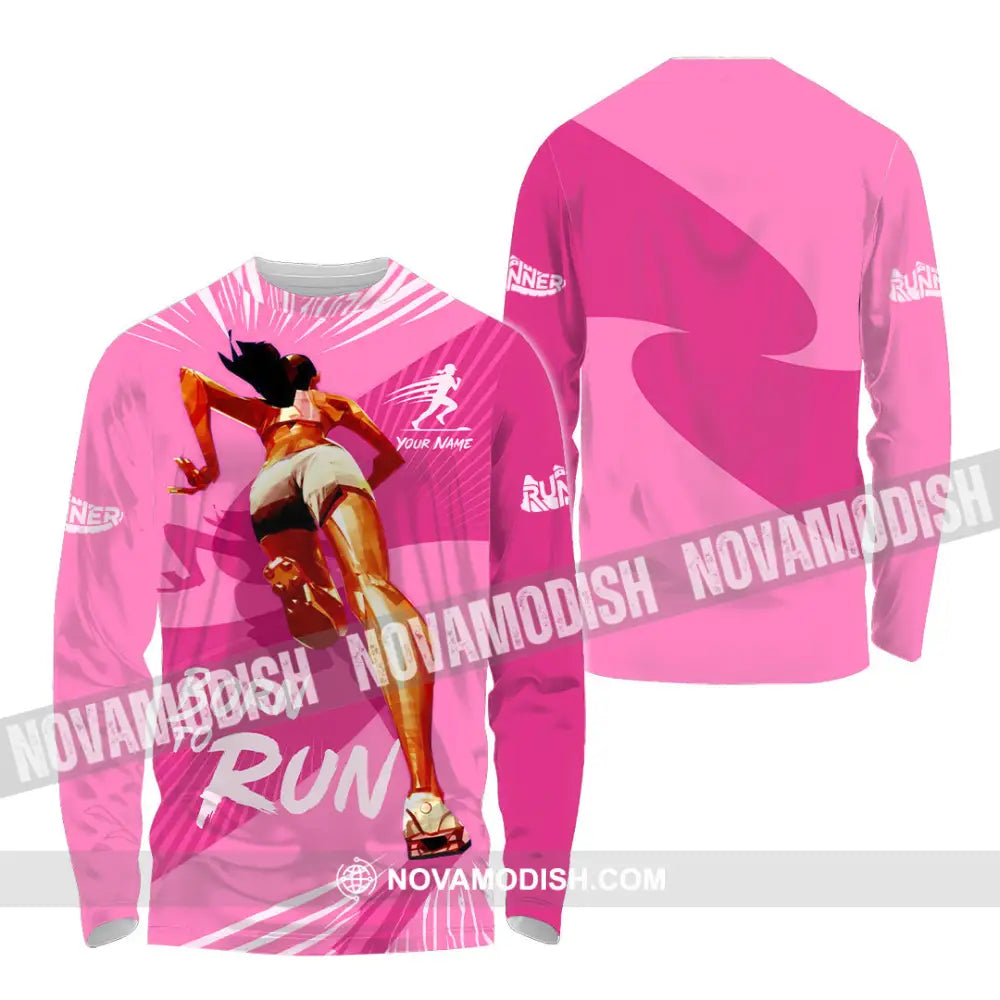 Women Shirt - Custom Born To Run Shirt - Long Sleeve Shirt / S - T-shirt