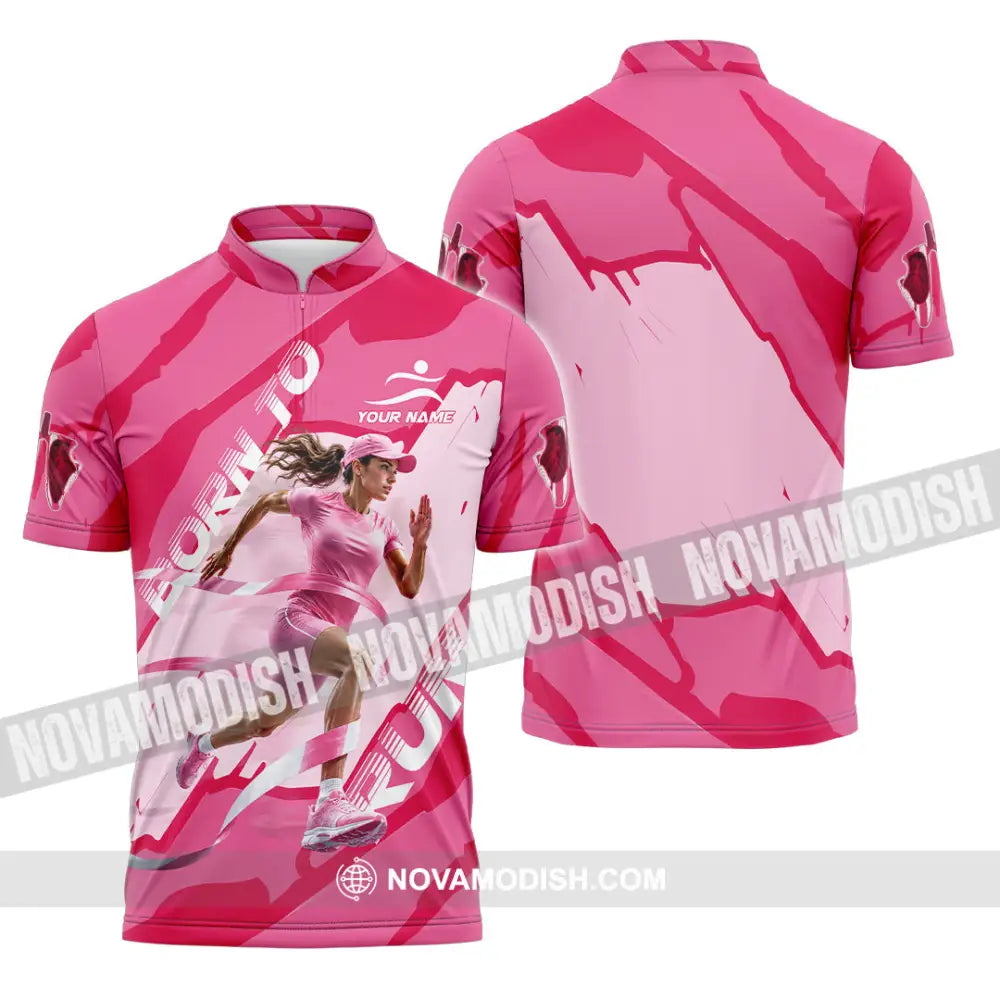 Women Shirt - Custom Born To Run Shirt - Zipper Polo Shirt / S - T-shirt