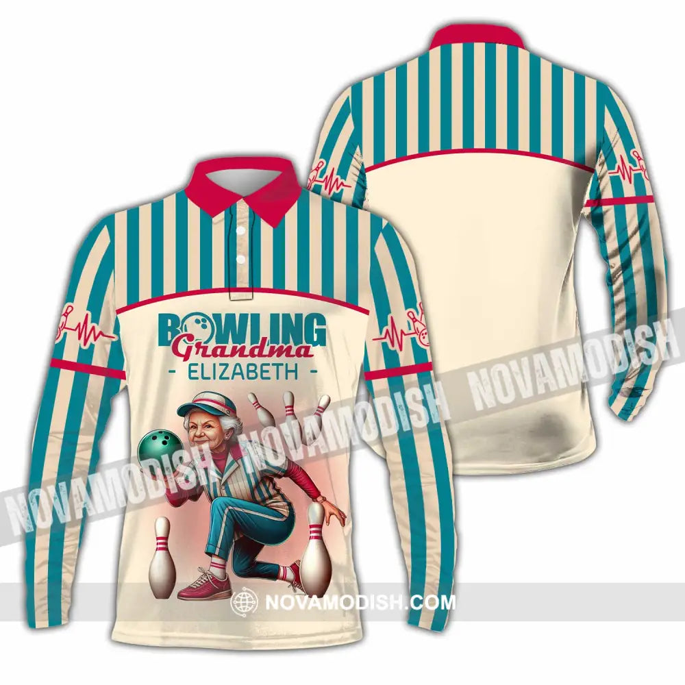 Women Shirt - Custom Bowling Grandma Shirt Long Sleeve Polo / S T-shirt