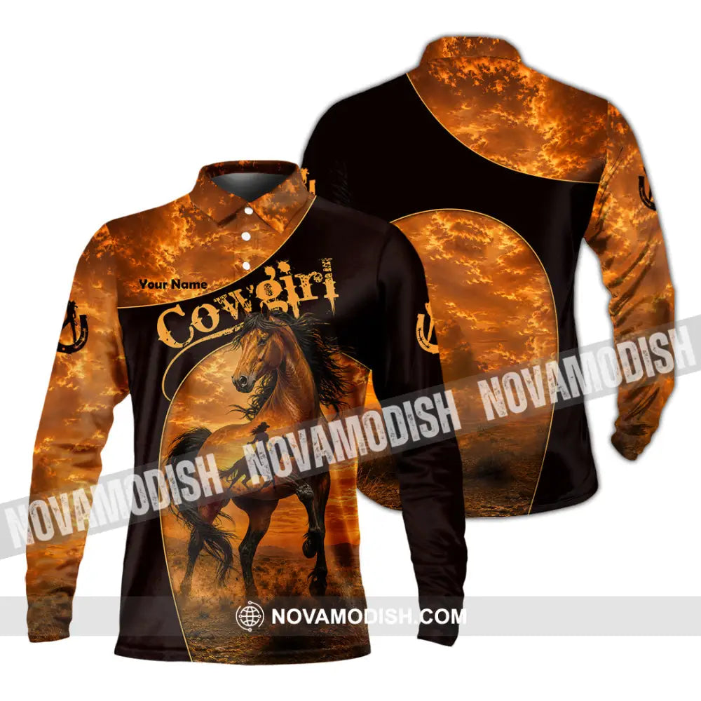 Women Shirt - Custom Cowgirl Shirt - Long Sleeve Polo / S - T-shirt
