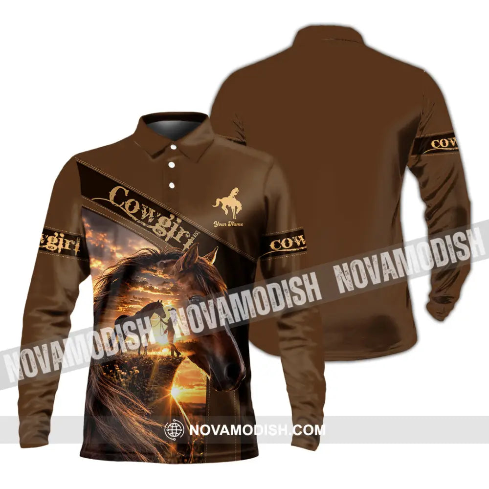 Women Shirt - Custom Cowgirl Shirt - Long Sleeve Polo / S - T-shirt