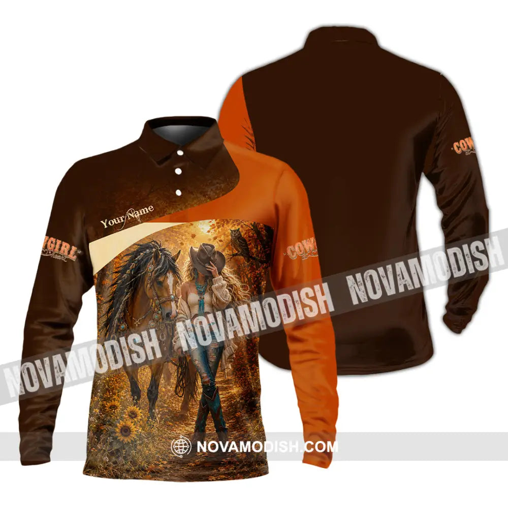Women Shirt - Custom Cowgirl Shirt - Long Sleeve Polo / S - T-shirt