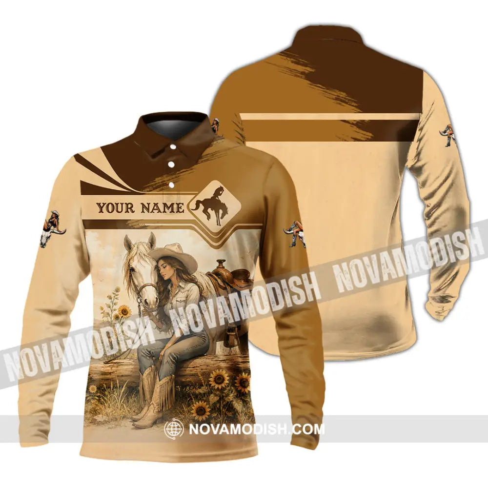 Women Shirt - Custom Cowgirl Shirt - Long Sleeve Polo / S - T-shirt