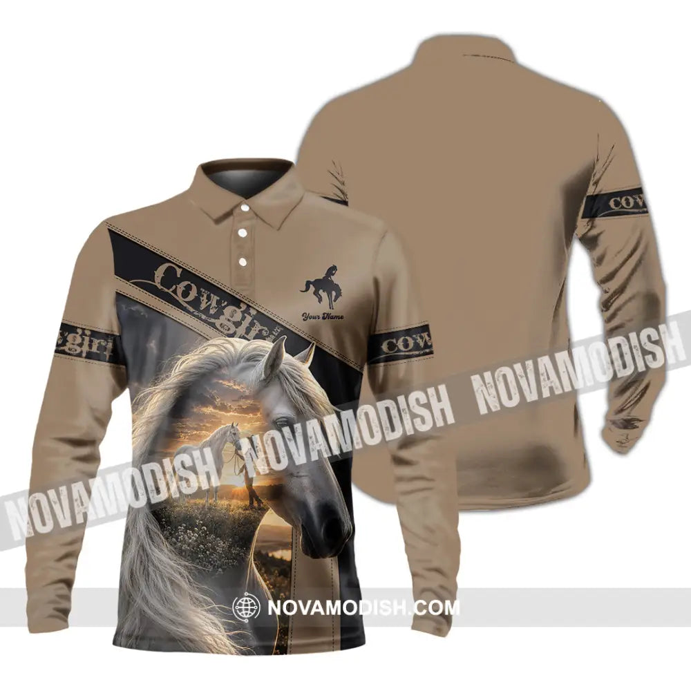 Women Shirt - Custom Cowgirl Shirt - Long Sleeve Polo / S - T-shirt