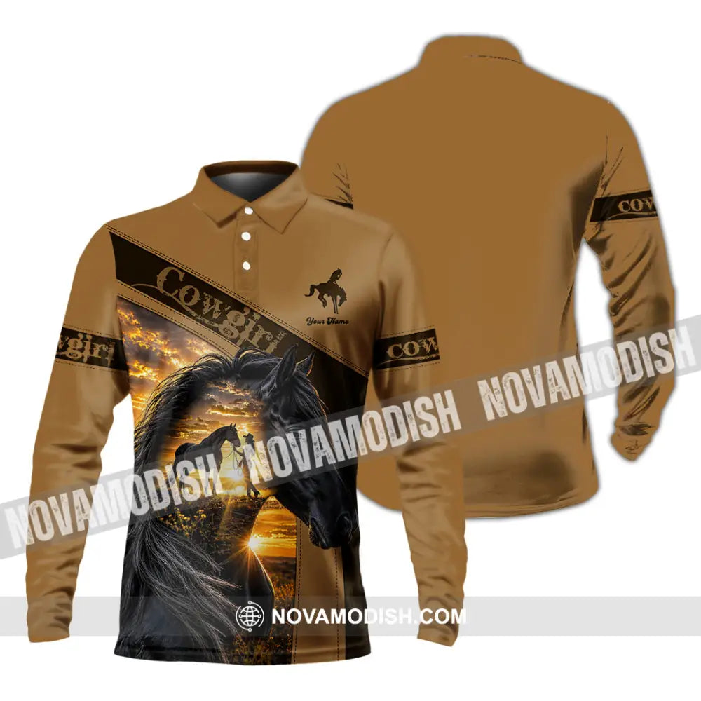 Women Shirt - Custom Cowgirl Shirt - Long Sleeve Polo / S - T-shirt