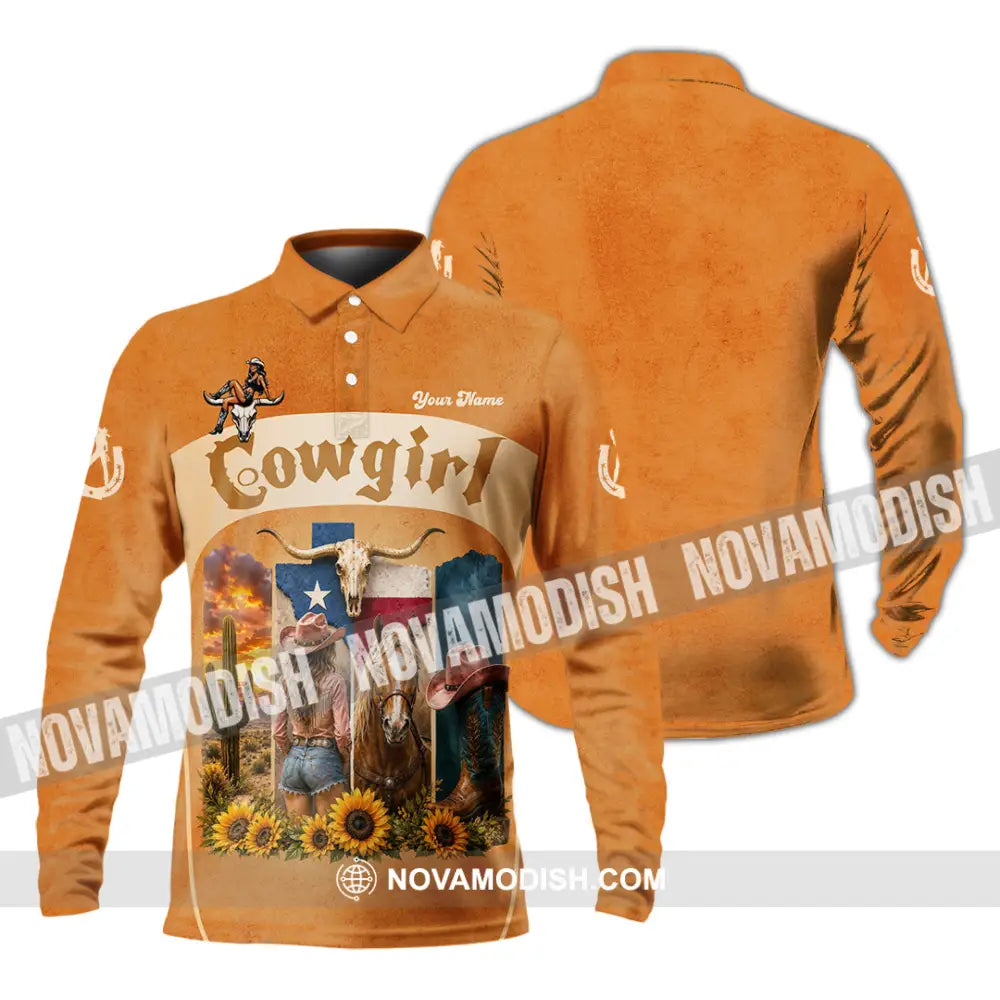 Women Shirt - Custom Cowgirl Shirt - Long Sleeve Polo / S - T-shirt