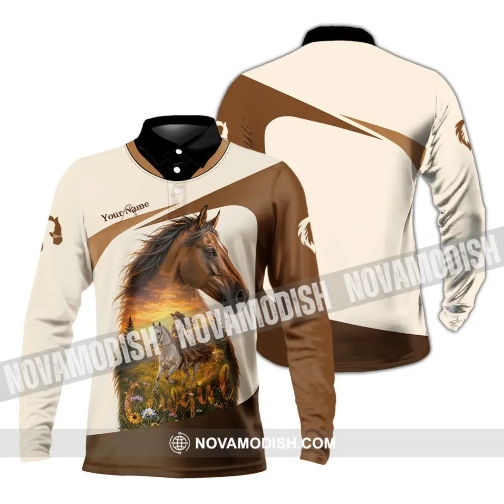 Women Shirt - Custom Cowgirl Shirt - Long Sleeve Polo / S - T-shirt