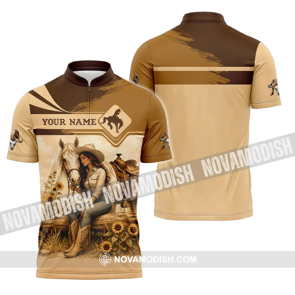 Women Shirt - Custom Cowgirl Shirt - Zipper Polo Shirt / S - T-shirt