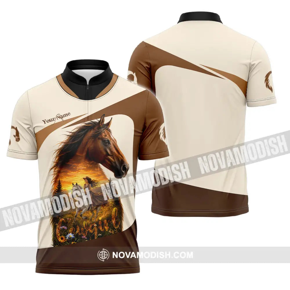Women Shirt - Custom Cowgirl Shirt - Zipper Polo Shirt / S - T-shirt