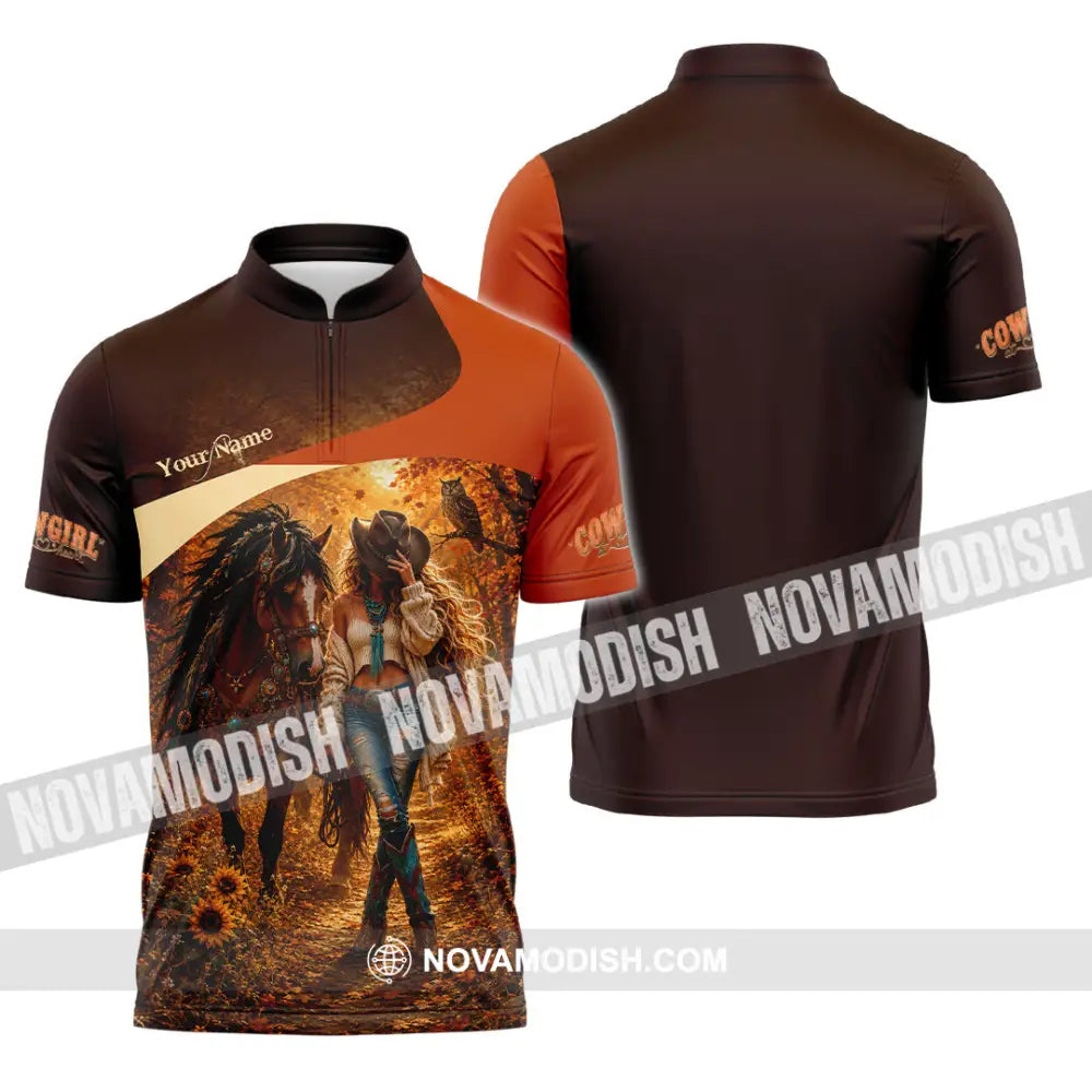 Women Shirt - Custom Cowgirl Shirt - Zipper Polo Shirt / S - T-shirt