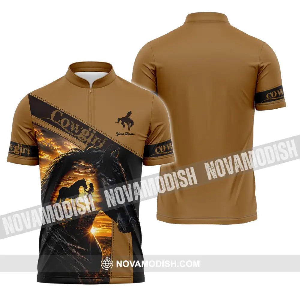 Women Shirt - Custom Cowgirl Shirt - Zipper Polo Shirt / S - T-shirt
