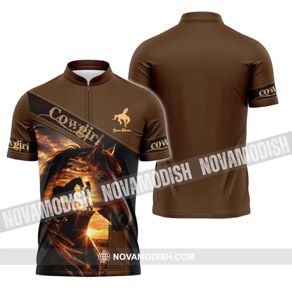 Women Shirt - Custom Cowgirl Shirt - Zipper Polo Shirt / S - T-shirt
